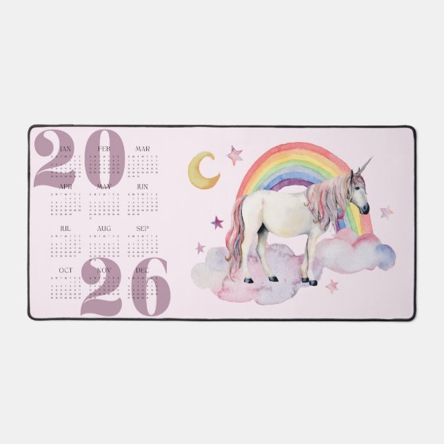 Enfants Unicorn Rainbow Moon Stars Année Calendrie (Recto)