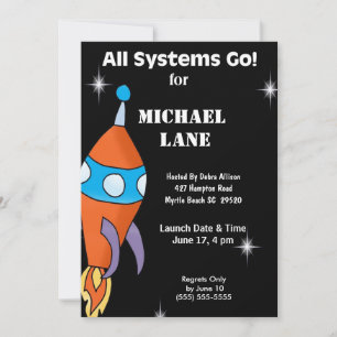 Enfants vaisseau spatial Anniversaire Invitation