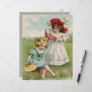 Enfants victoriens Vintage Été Filles Jardin