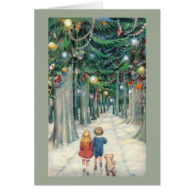 Enfants vintages à travers les arbres de Noël (Devant)