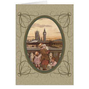 Enfants vintages mignons sur le pont de Londres