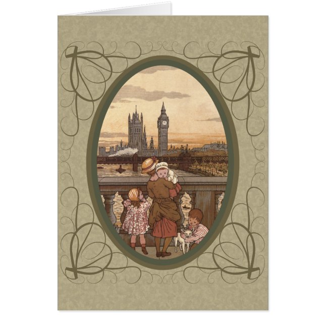 Enfants vintages mignons sur le pont de Londres (Devant)