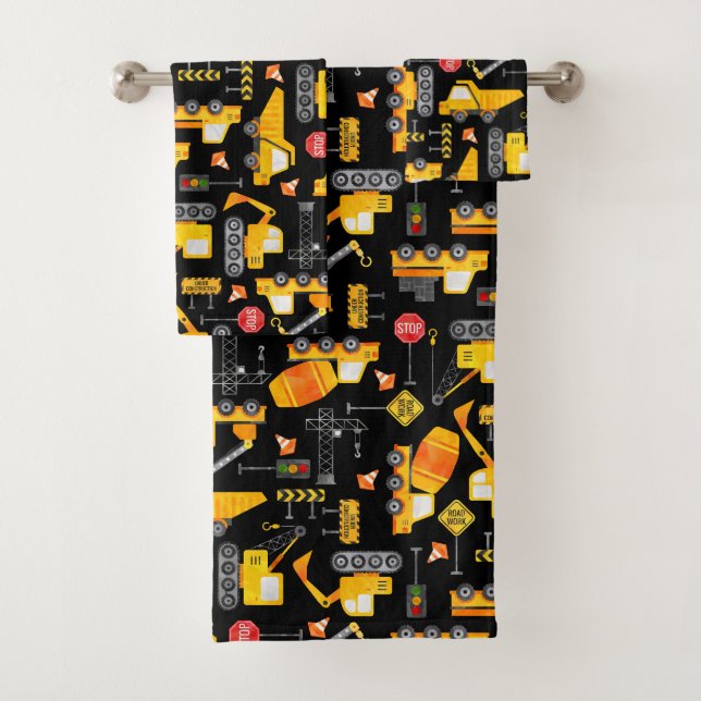 Enfants Watercolor Construction Véhicules Motif (En situation)