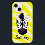 Enfants zèbre sur imprimé jaune nommé coque ipad<br><div class="desc">Fun mignon coque ipad zèbre. Customisez avec le nom de votre choix. Cet exemple montre Sammy. Conçu et peint par Sarah Trett www.sarahtrett.com</div>