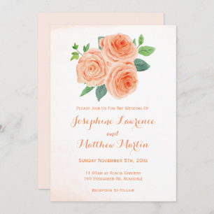 Enfiler Rose Aquarelle Mariage Invitations
