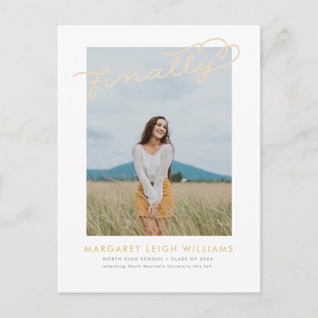 Enfin carte postale de faire-part d'obtention du (Devant)