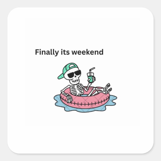 Enfin c'est le Weekend Autocollant Squelette Déten (Devant)
