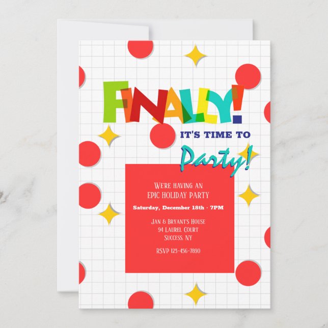 Enfin c'est l'heure de faire la fête Invitation (Devant)