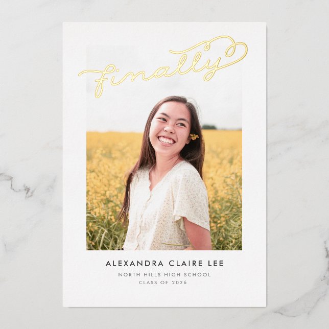 Enfin Faire-part de graduation Gold Foil (Recto)