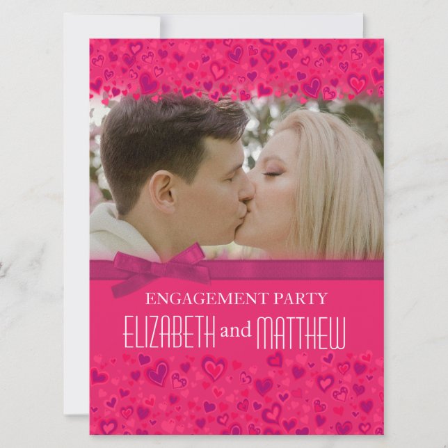 Engagement partie rose coeurs votre invitation pho (Devant)