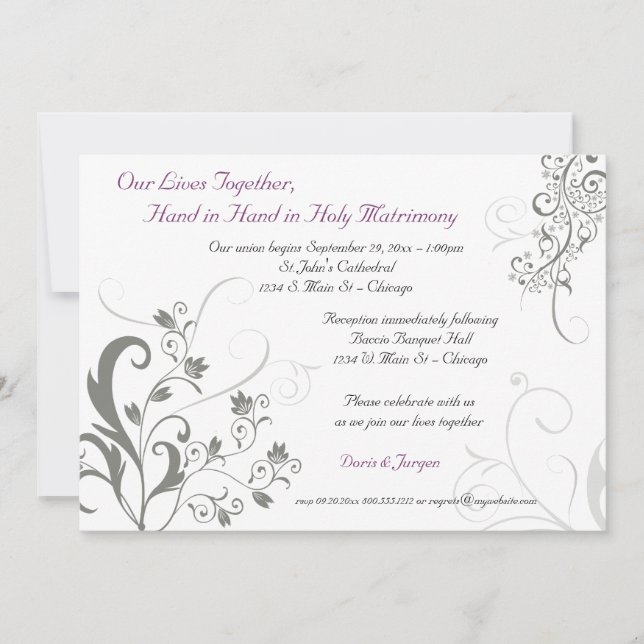 English Special Order Vines et Floral Invitation (Devant)