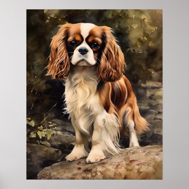 English Toy Spaniel Dog Art Print Poster (Devant)