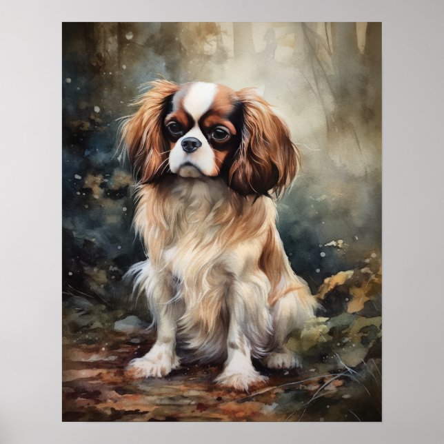 English Toy Spaniel Dog Art Print Poster (Devant)