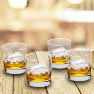 Engraved 4 Classic Engraved Lowball Whiskey Glasse