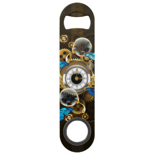 Engrenages à vapeur et papillons bleus