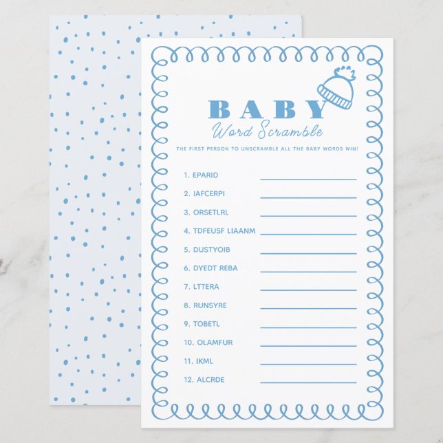 Énigme de mots bébé avec un bonnet garçon dessiné  (Devant / Derrière)