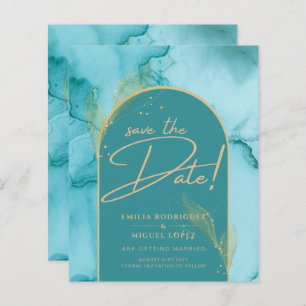 ENK Abstrait Turquoise Turquoise Gold Mariage DATE