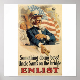"Enlist" Old Uncle Sam U.S. Military Poster