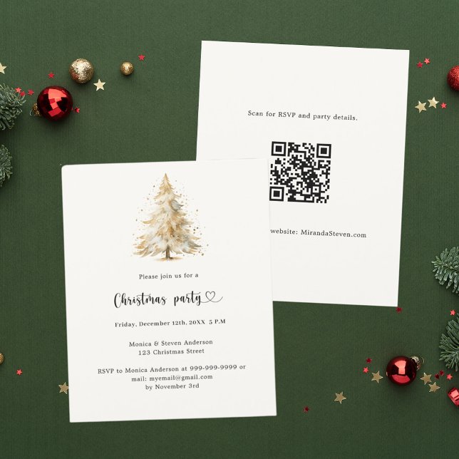 Enneigement de pin blanc QR Christmas Party invita (Créateur téléchargé)