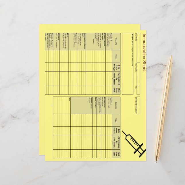 Enregistrements d'immunisation des créatures les p (Devant/Arrière en situation)