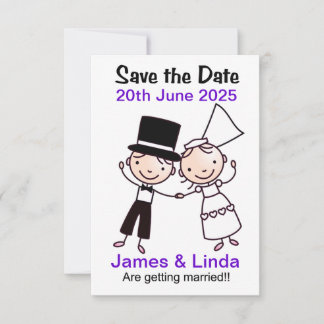 Enregistrer La Carte Date Cartoon Couple Lilac