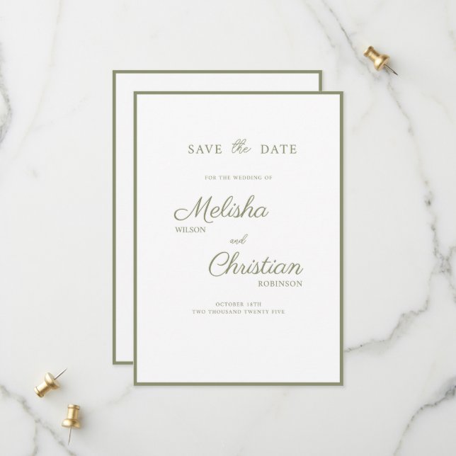 Enregistrer la carte Date pour un mariage. (Devant/Arrière en situation)