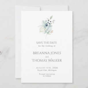 Enregistrer la carte de date Dusty Blue Floral D