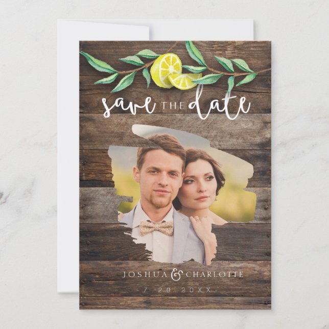ENREGISTRER LA CARTE DE DATE | Mariage citron rust (Devant)