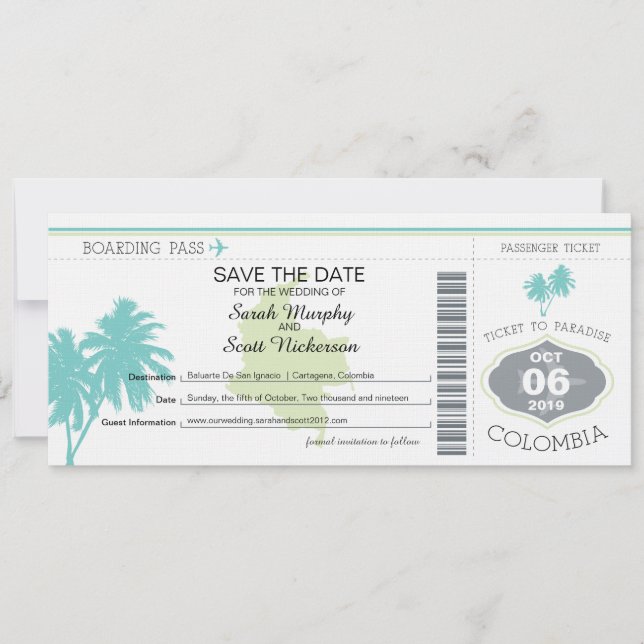 Enregistrer la carte d'embarquement pour la Colomb (Devant)