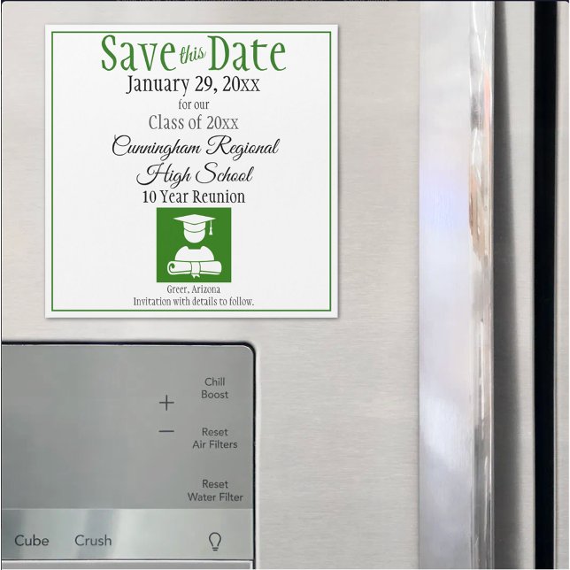 Enregistrer la carte magnétique Date High School R (custom class reunion save the date magnet)