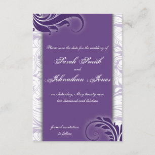 Enregistrer la carte Mariage photo Date Purple & W