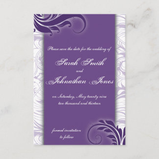 Enregistrer la carte Mariage photo Date Purple & W