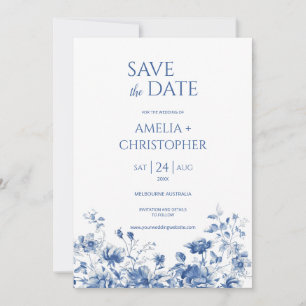 Enregistrer la carte postale date, en tons bleus a