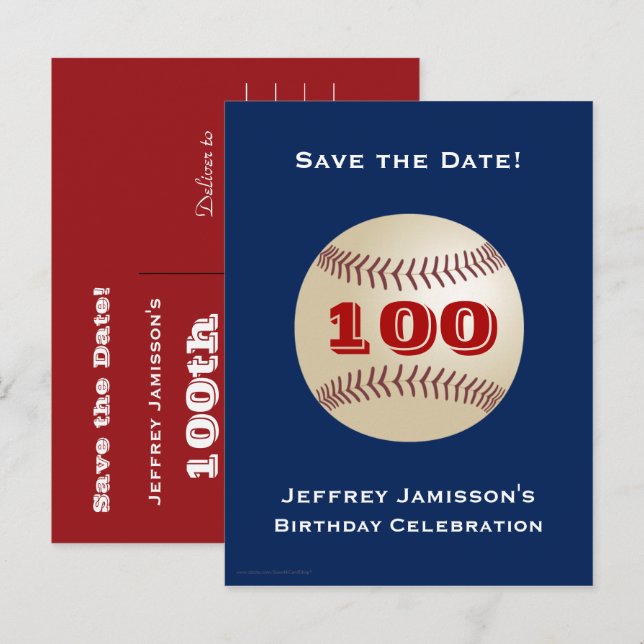 Enregistrer la date 100e Invitation de baseball de (Devant / Derrière)
