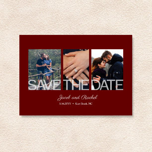 Enregistrer la date 3-Photo Collage Red Burgundy M