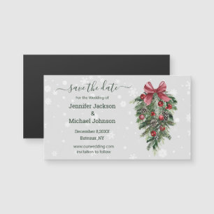 enregistrer la date aimant rouge Noël vintage vert