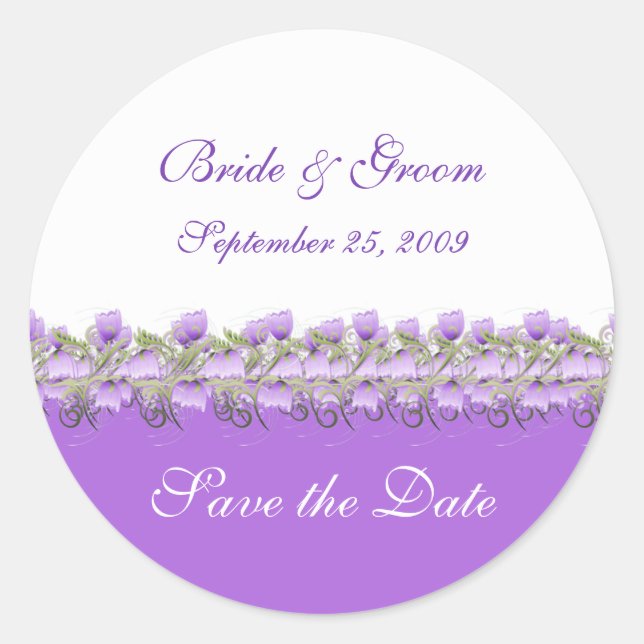 Enregistrer la date - Autocollant de fleurs violet (Devant)