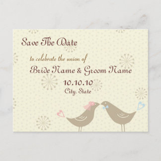 Enregistrer La Date Baiser Oiseaux Mariage Carte P
