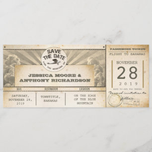 enregistrer la date billets d'avion - invitations 