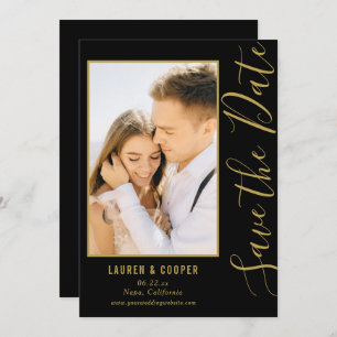 Enregistrer La Date Black Gold Style Mariage moder