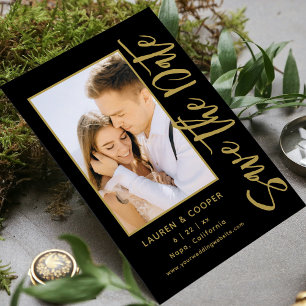 Enregistrer La Date Black Gold Style Mariage moder