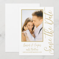 Enregistrer La Date Black Gold Style Mariage moder
