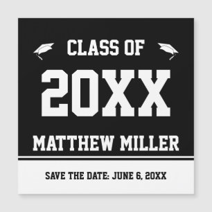 Enregistrer la date Black White Grad's Name Gradua