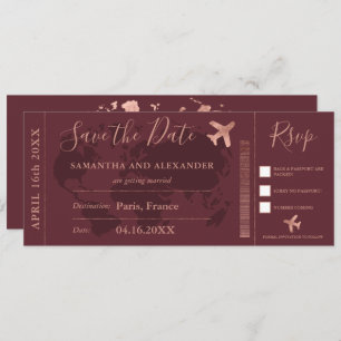 Enregistrer la date Carte d'embarquement rose or m