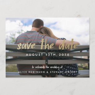 Enregistrer la date Carte photo Gold Foil Hipster