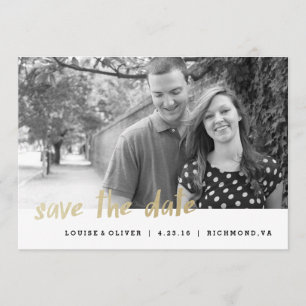 Enregistrer la date Carte photo Gold Foil Hipster