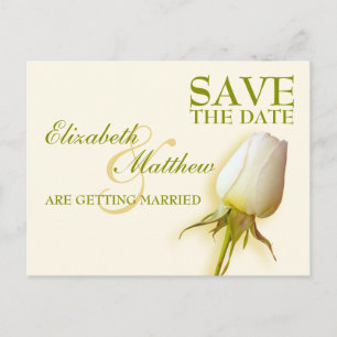 Enregistrer la date Carte postale simple Rose blan