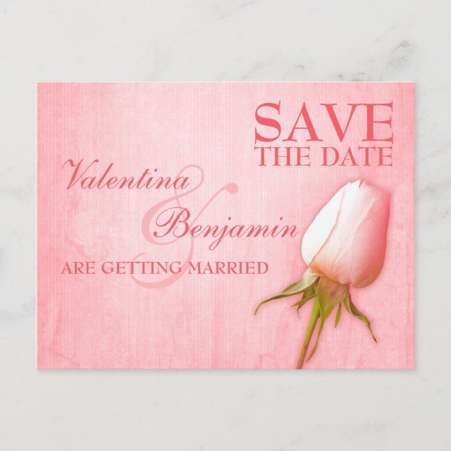 Enregistrer la date carte postale simple rose rose (Devant)