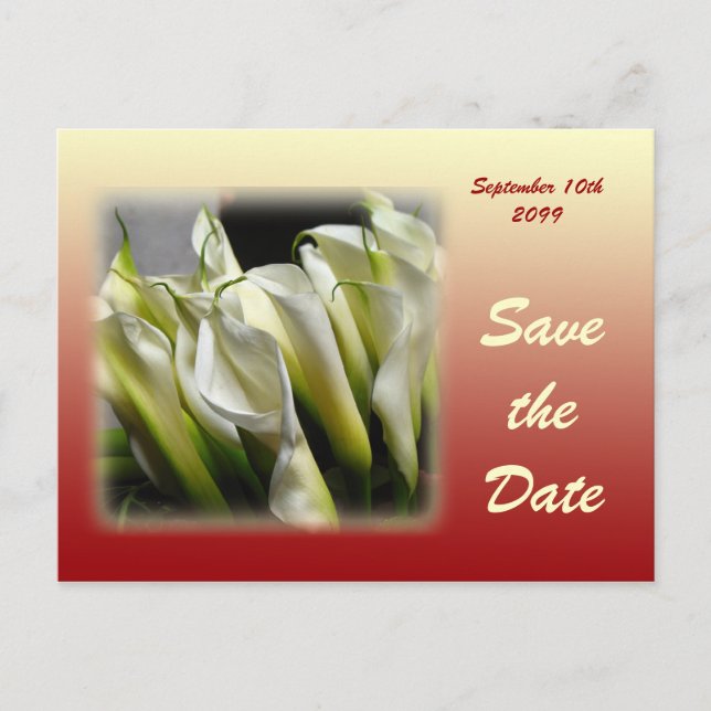 Enregistrer la date carte postale - White Calla Li (Devant)