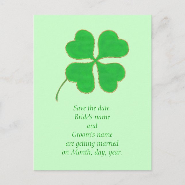 Enregistrer la date Cartes postales, Shamrock vert (Devant)